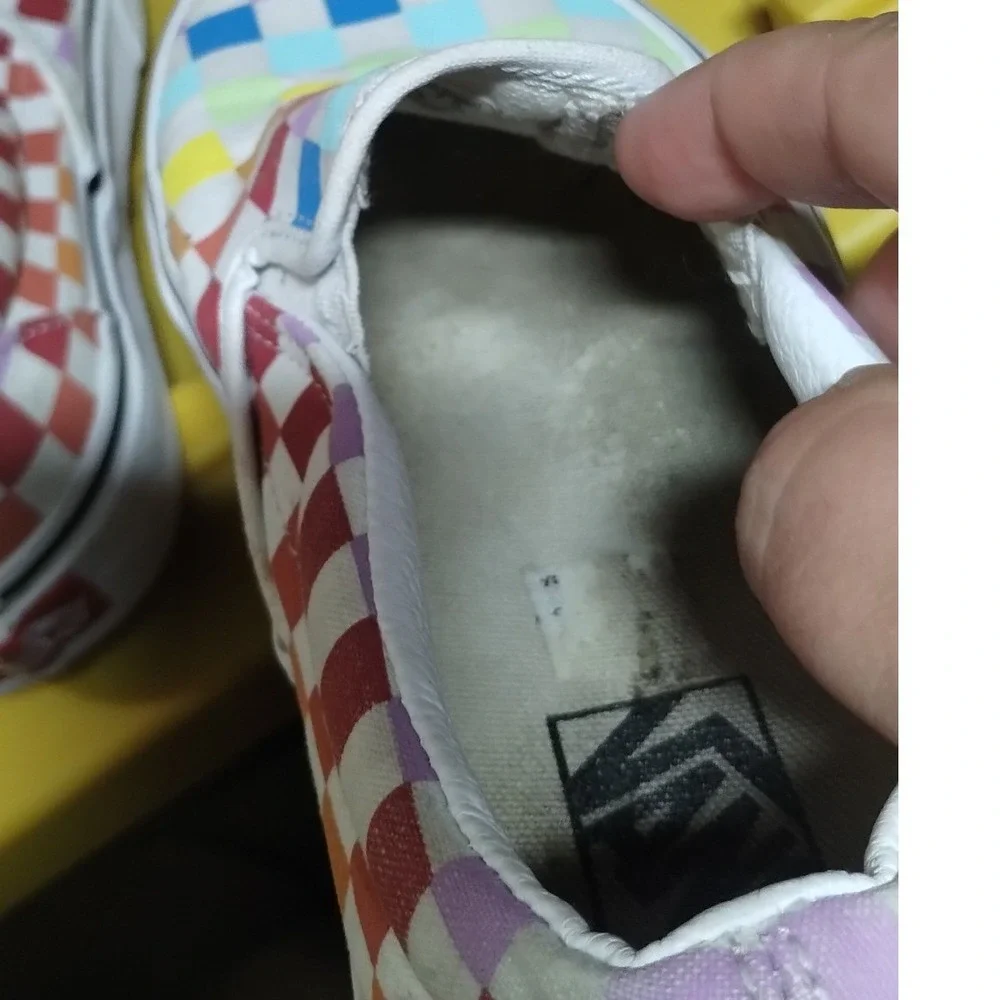 Vans Classic Slip-On Rainbow Checkerboard Sneakers Multicolor Canvas Shoes